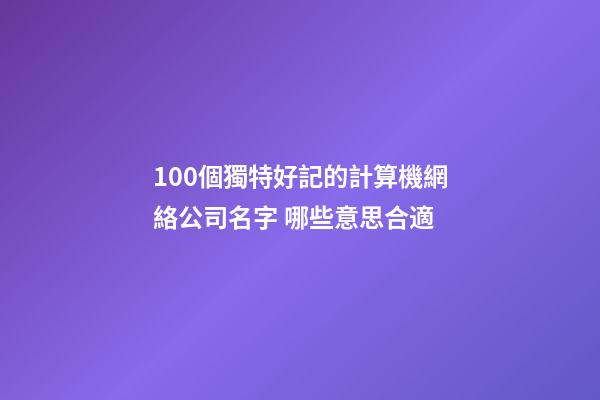 100個獨特好記的計算機網絡公司名字 哪些意思合適